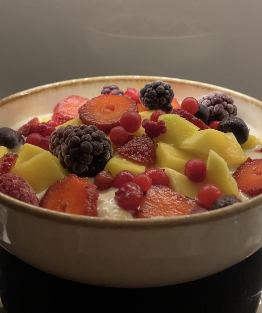 Yogurt parfait with granola or oats and fruit for healthy breakfast options